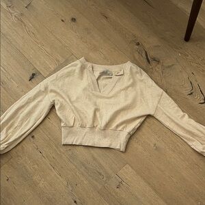 Free People Cream V-Neck Top